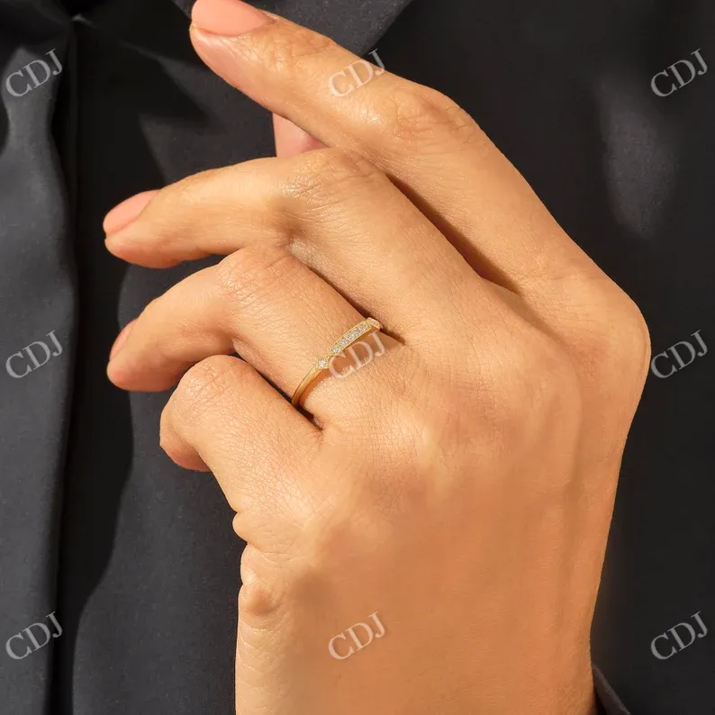 0.06CTW Solid Gold Diamond Princess Shape Wedding Band