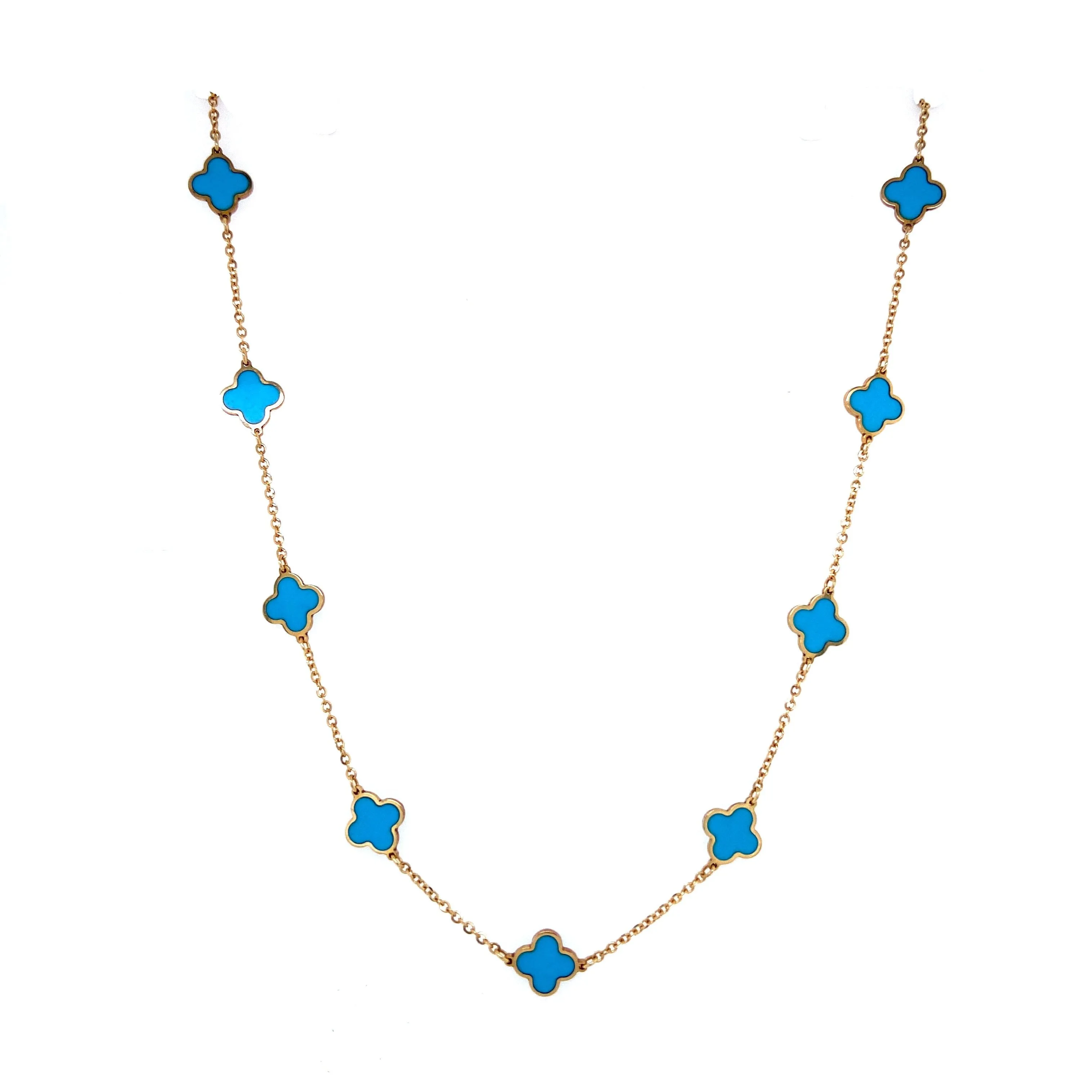 14K Gold Clovers Necklace