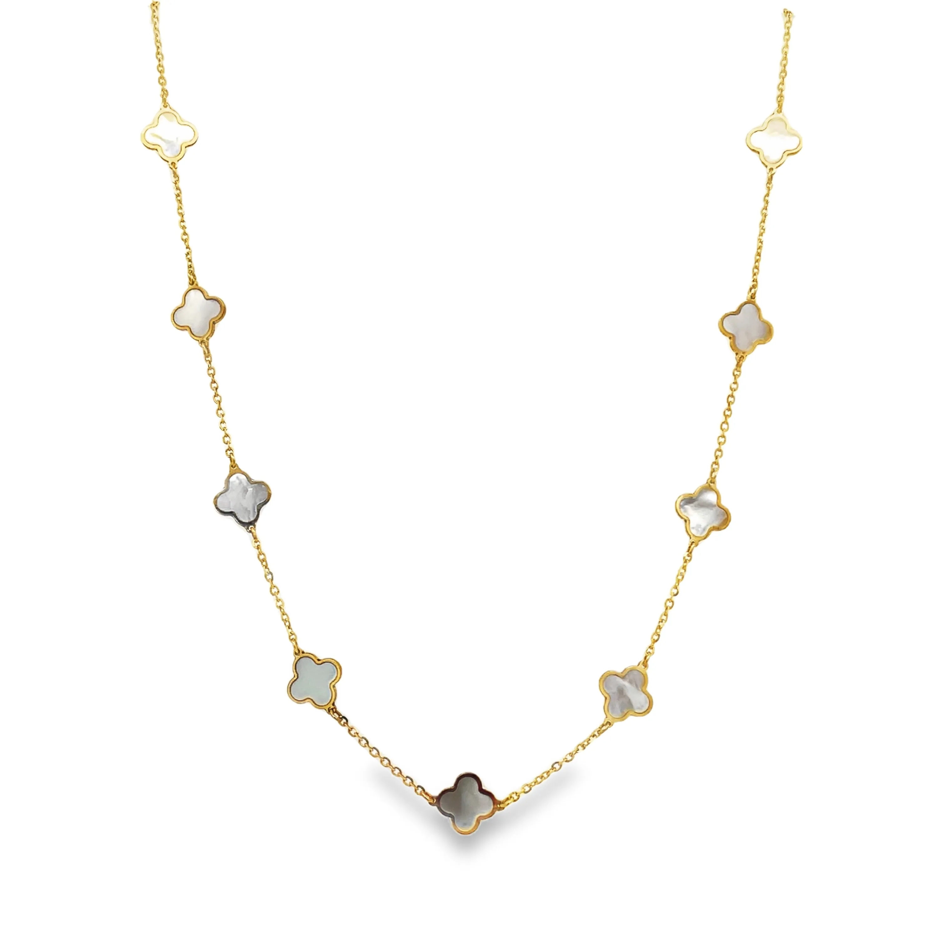 14K Gold Clovers Necklace