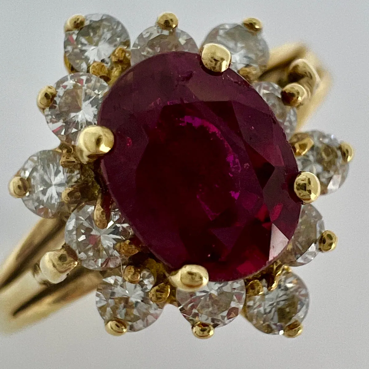 14K Gold Ring with Ruby and Diamonds