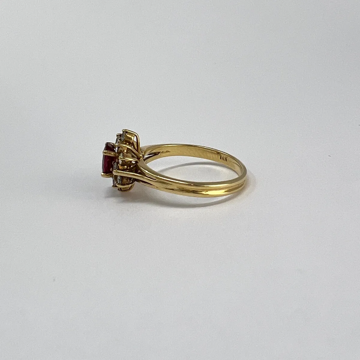 14K Gold Ring with Ruby and Diamonds