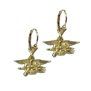 14K Yellow Gold Trident French Dangle Earrings