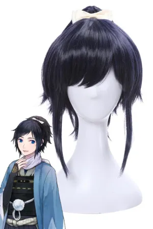 30cm Touken Ranbu Yamatonokami Yasusada Cosplay Wigs Dark Blue Man Wigs