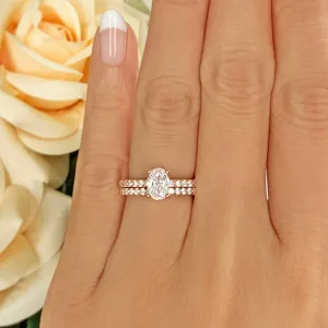 3/4 ctw Oval Accented Solitaire Set - Rose GP