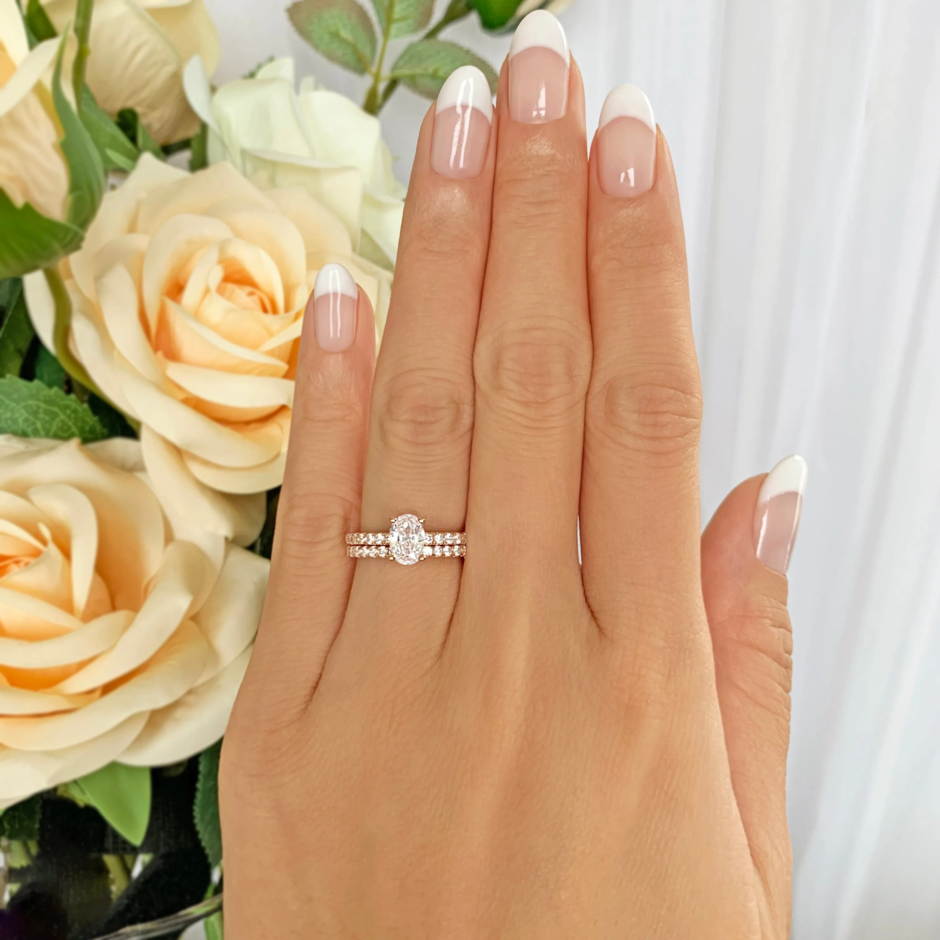 3/4 ctw Oval Accented Solitaire Set - Rose GP