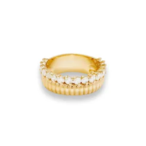 50/50 Fluted Gold & Diamond Stacking Ring