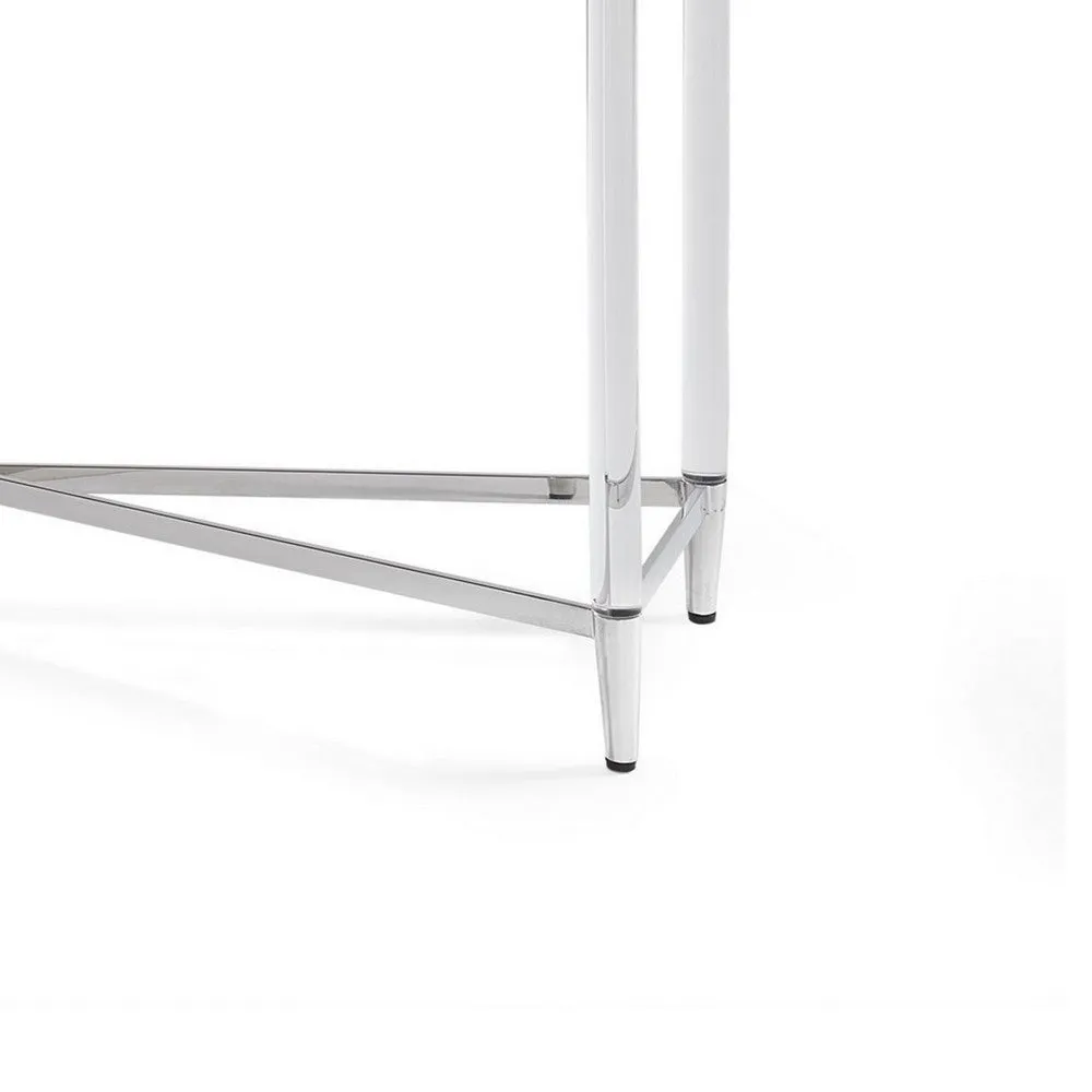 52 Inches Glass Top Console Table with Acrylic Legs, Clear and Chrome By Casagear Home