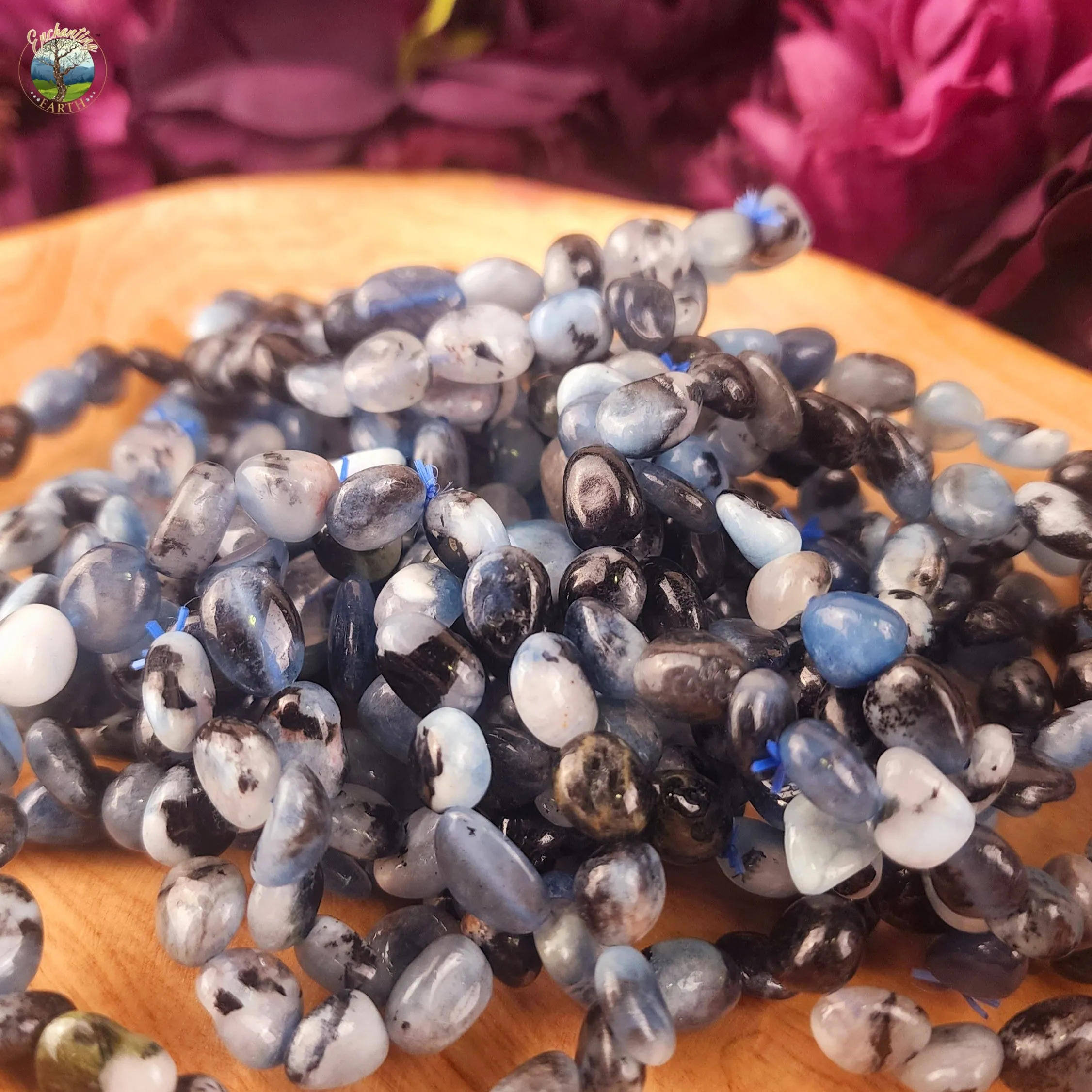 Aquamarine with Biotite Nugget Bracelet for Calm Communication and Healing
