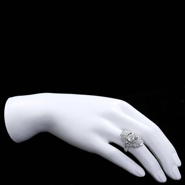 Art Deco 4.60 Carat Old Cushion Cut Diamond Platinum Ring