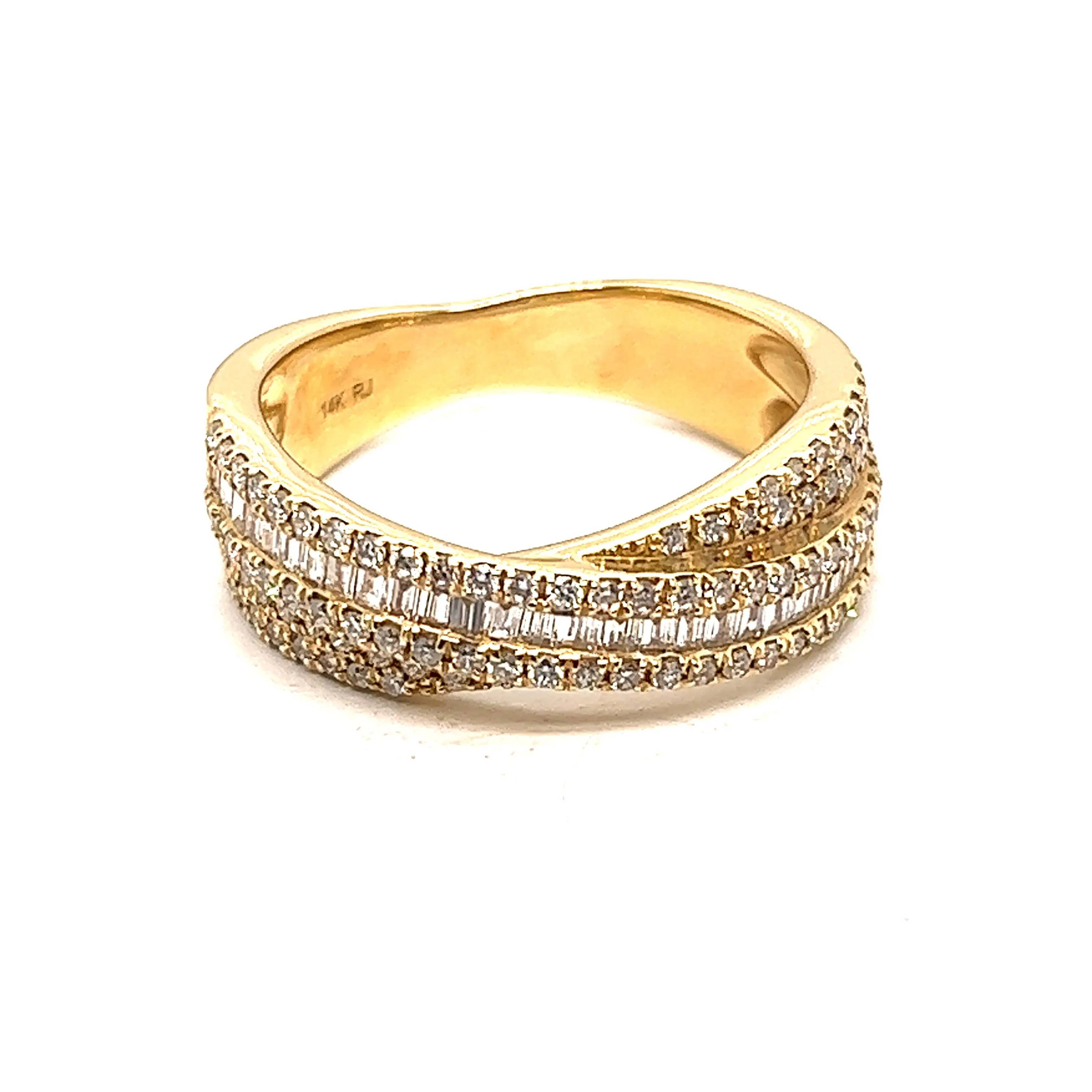 Baguette and Round Diamond Bypass Ring