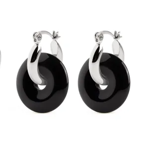 Bella Onyx Hoop Earrings