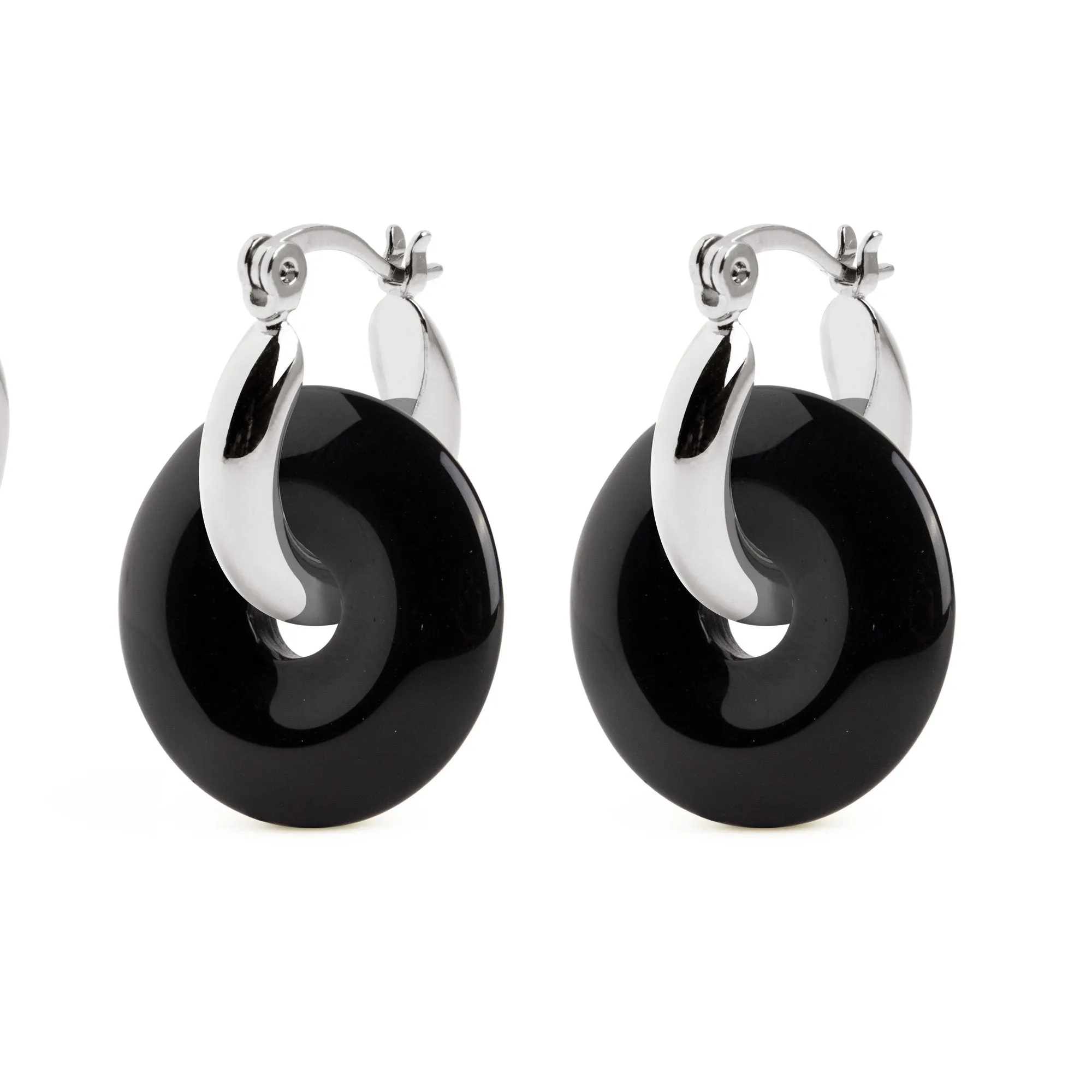 Bella Onyx Hoop Earrings