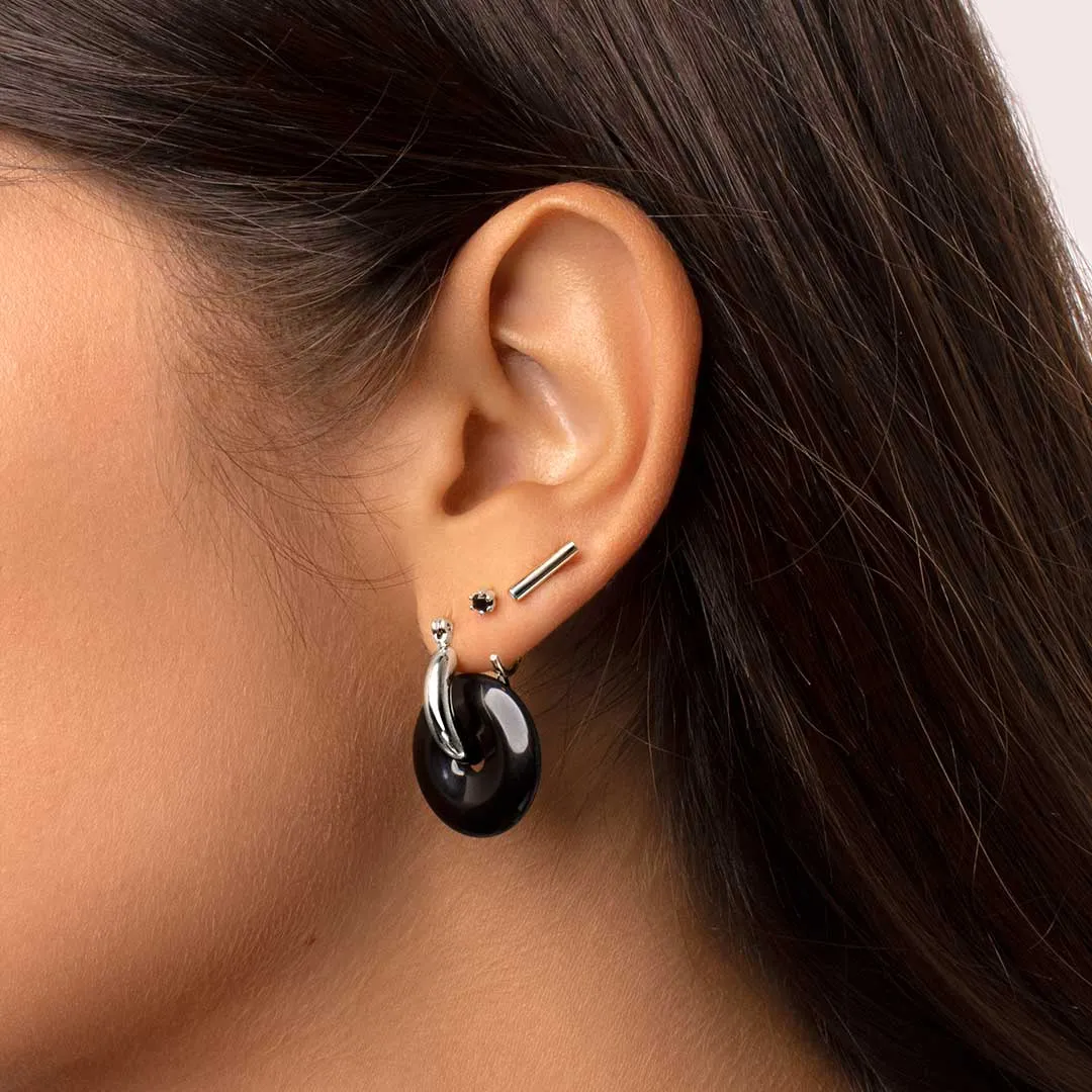 Bella Onyx Hoop Earrings