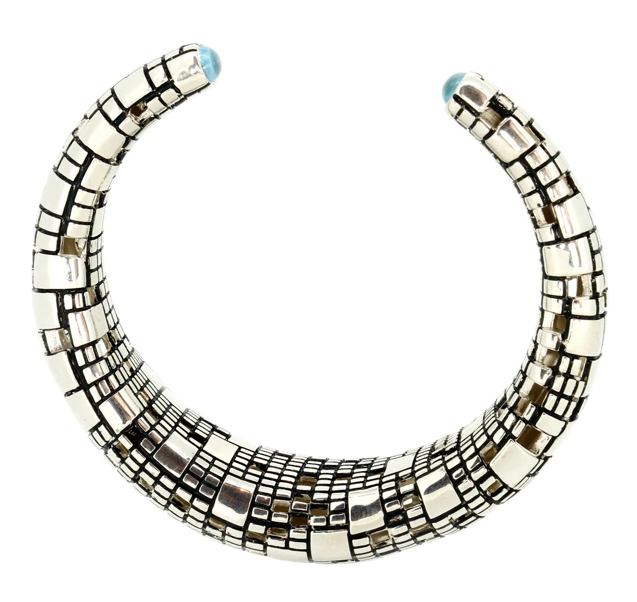 Bitcoin Blockchain Blue Topaz Sterling Silver Cuff