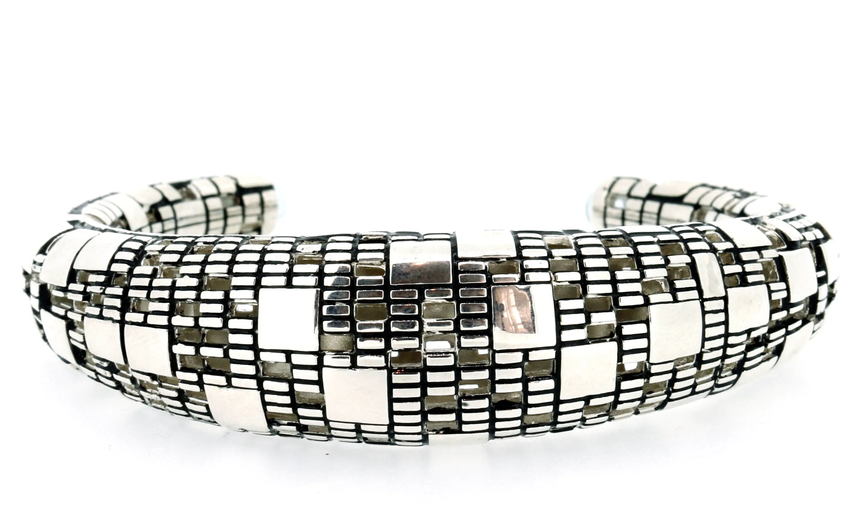 Bitcoin Blockchain Blue Topaz Sterling Silver Cuff