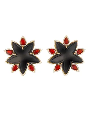 Black Jade and Fire Opal Starfish Earrings