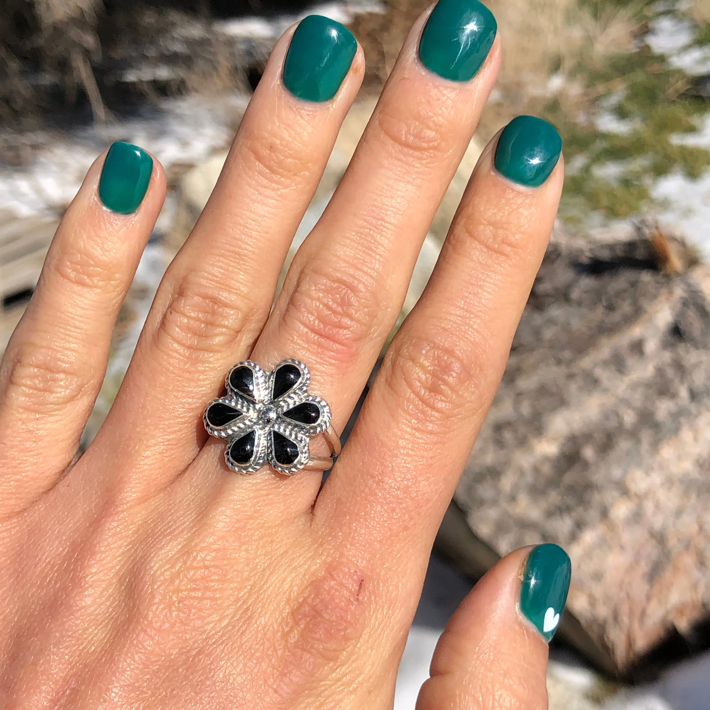 Black Onyx Bloom Ring