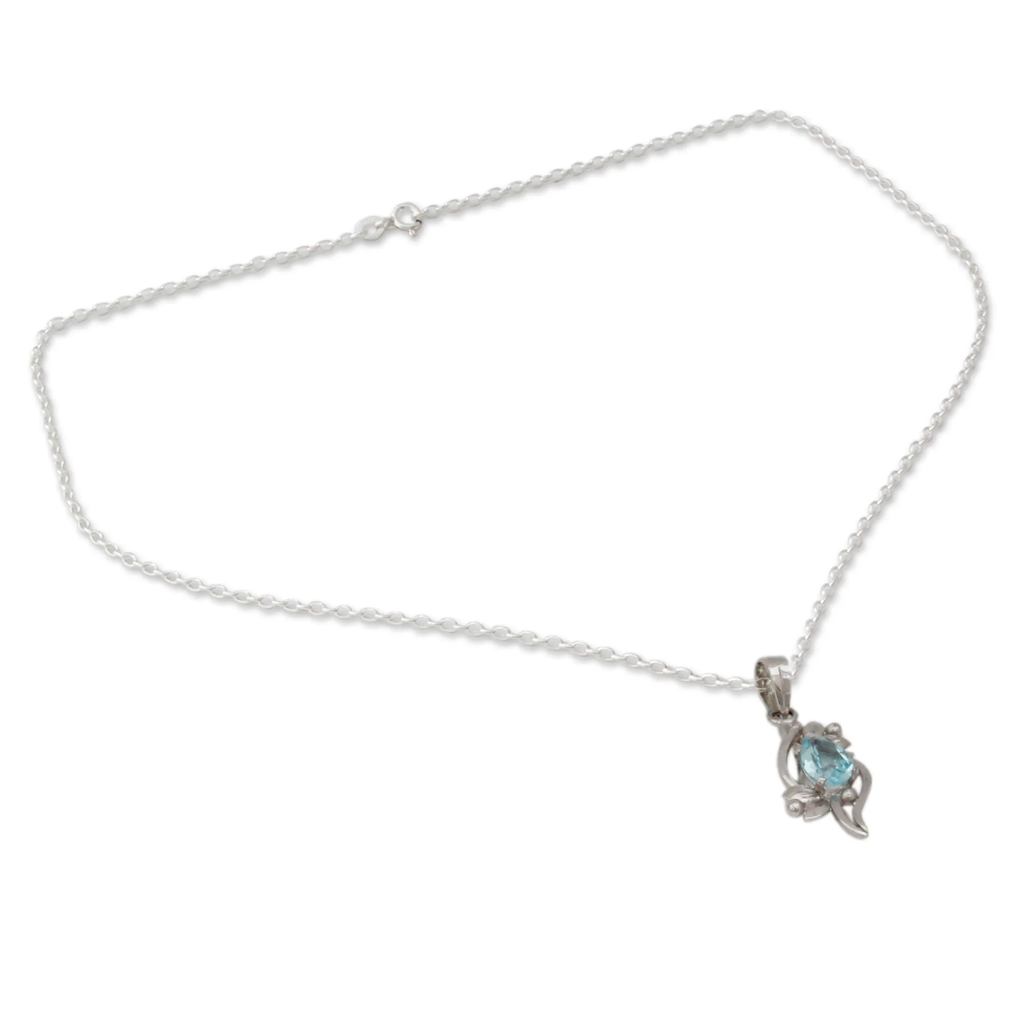 Blue topaz pendant necklace - Grace | NOVICA