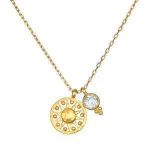 Blue Topaz Sun Pendant Necklace