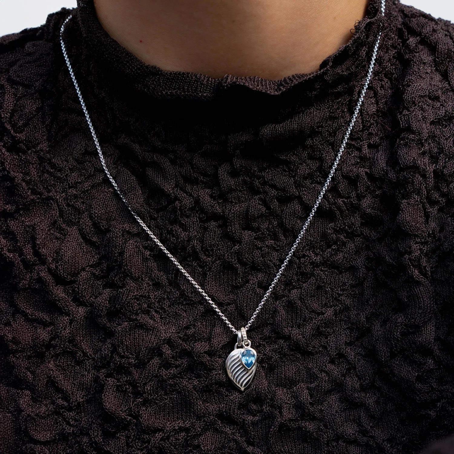 Blue Topaz Twist Peardrop Necklace