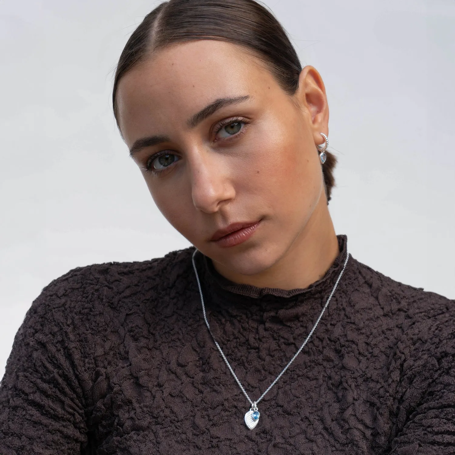 Blue Topaz Twist Peardrop Necklace