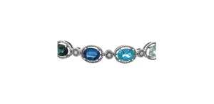 Bracelet 10kt White Gold - Diamond & Blue Topaz | DX801WBT