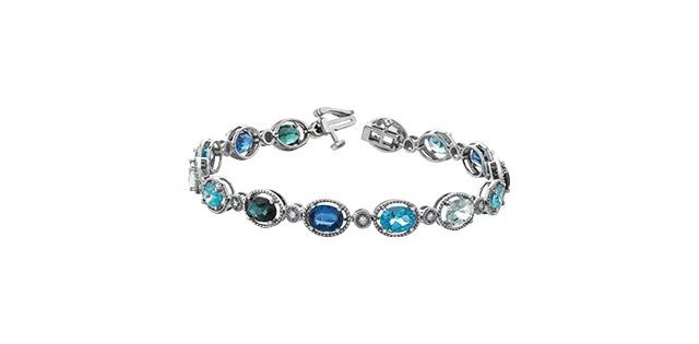 Bracelet 10kt White Gold - Diamond & Blue Topaz | DX801WBT