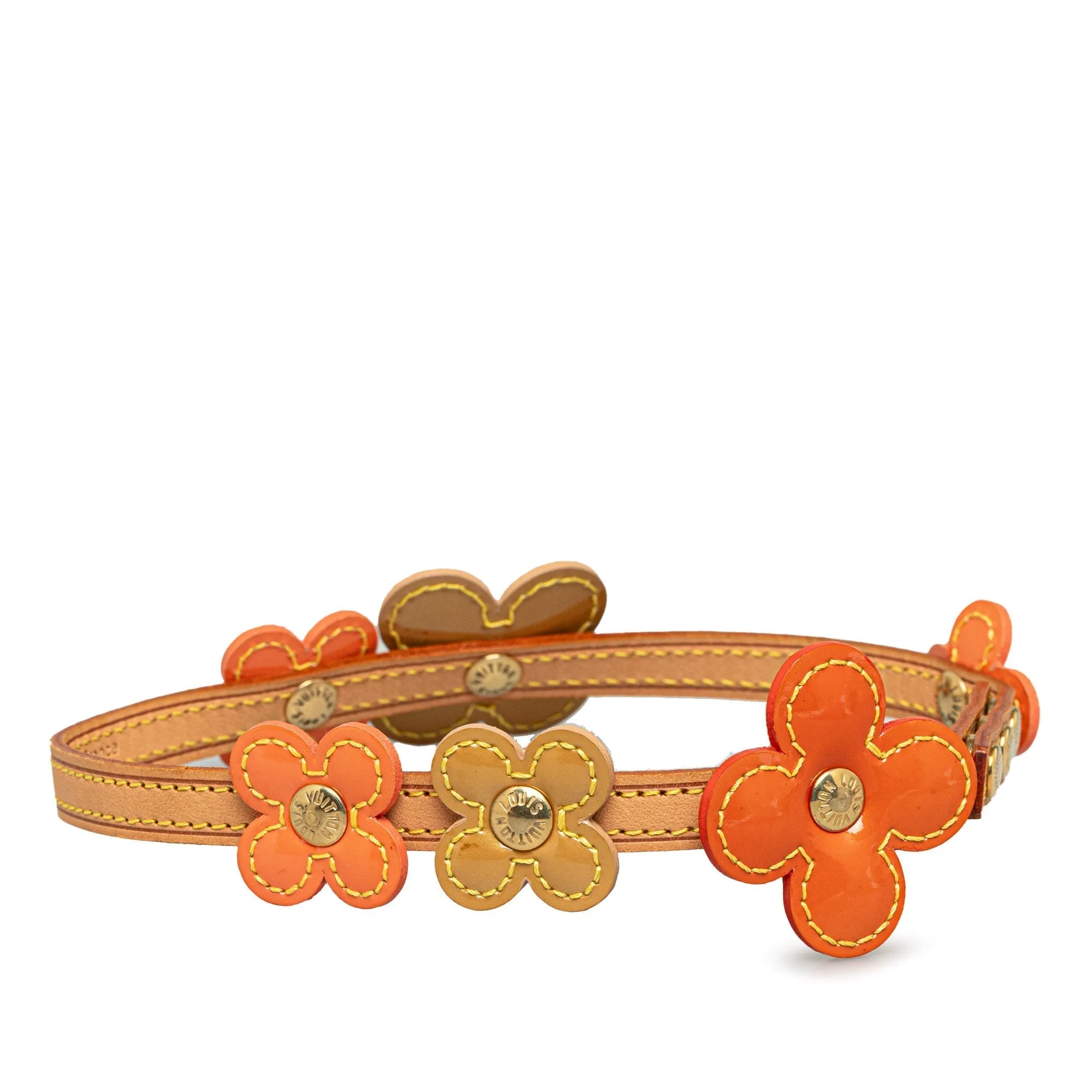 Brown Louis Vuitton Vernis Fleurs Double Wrap Bracelet Choker