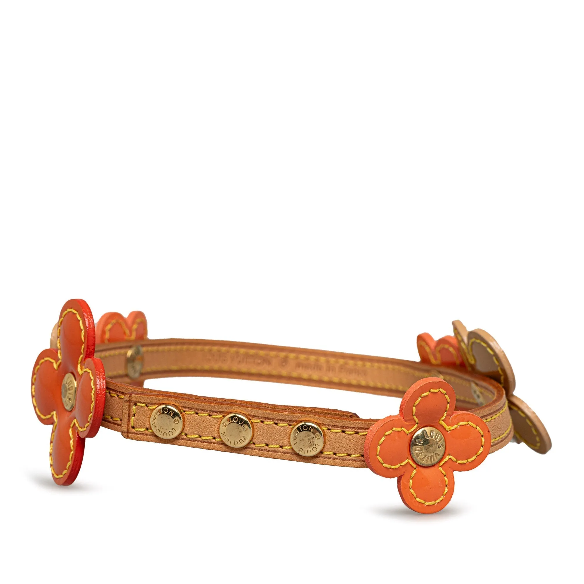 Brown Louis Vuitton Vernis Fleurs Double Wrap Bracelet Choker
