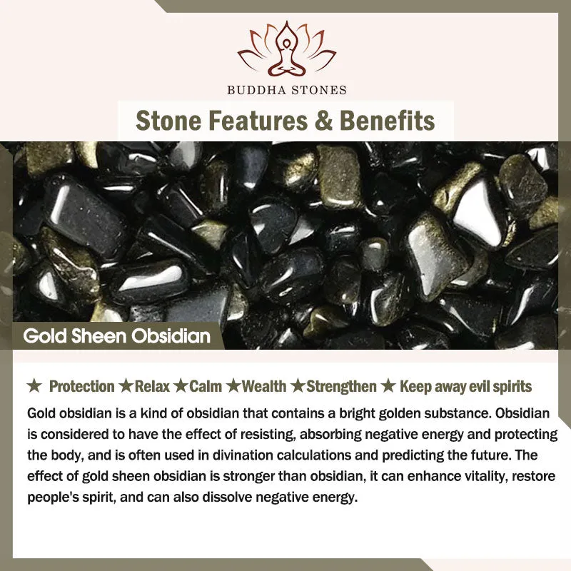 Buddha Stones 108 Mala Beads Gold Sheen Obsidian Tiger Eye Eagle's Eye Stone Wealth Bracelet