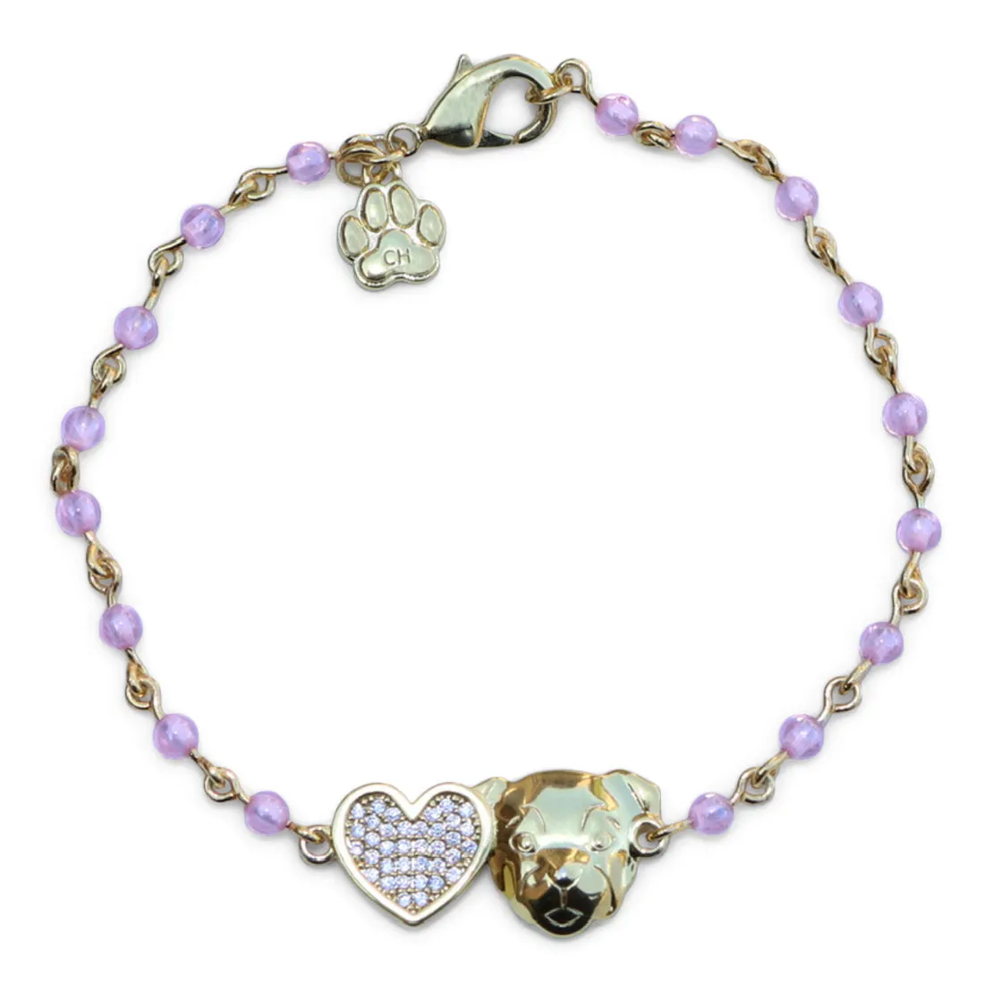 Cloud Haven Soft Hearted Pit Bull CZ Bracelet Pink