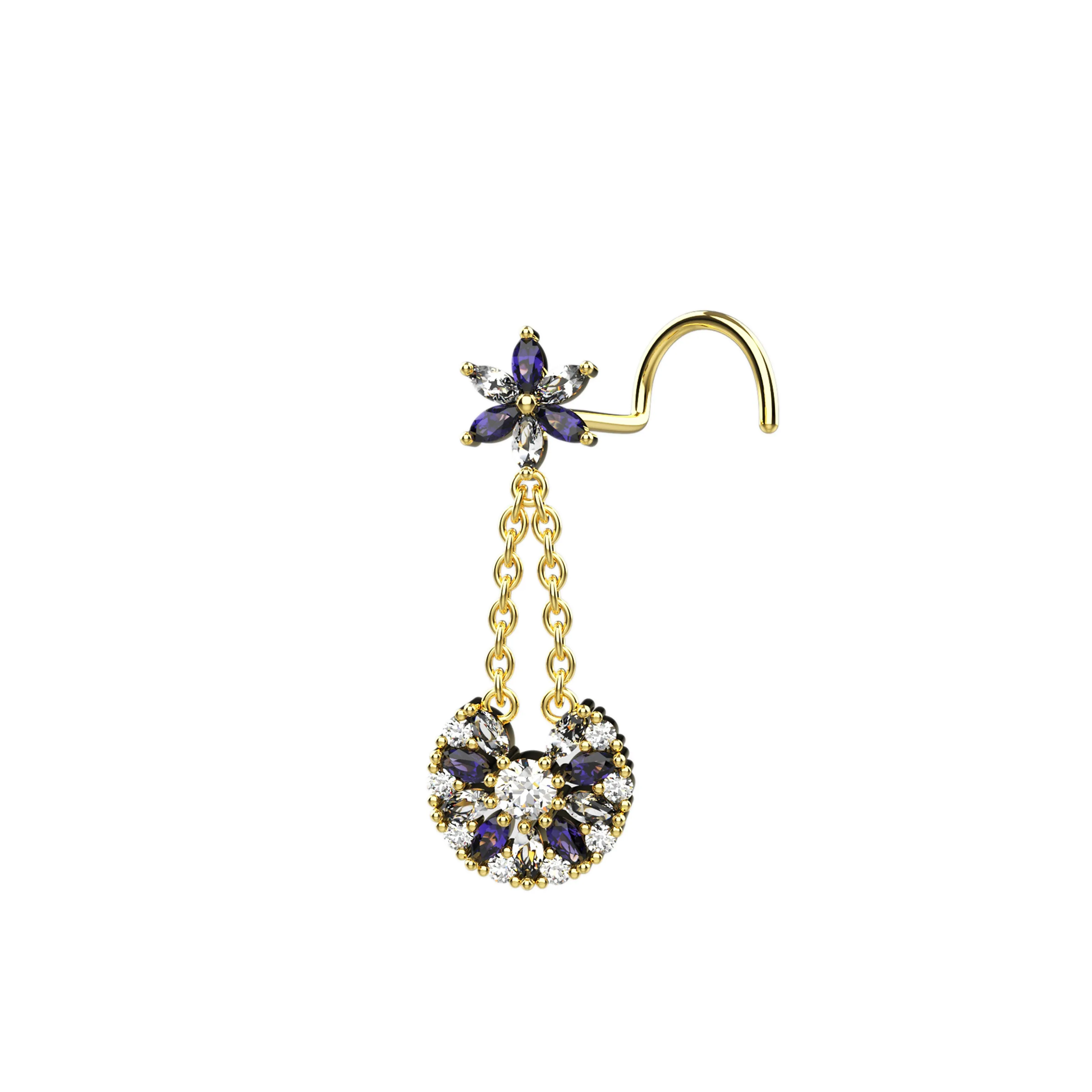 Dangle Nose Ring Stud – Gold Piercing Jewelry for Women
