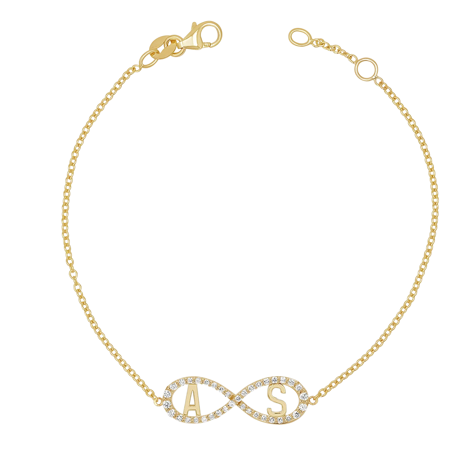 Diamond Infinity Letter Bracelet