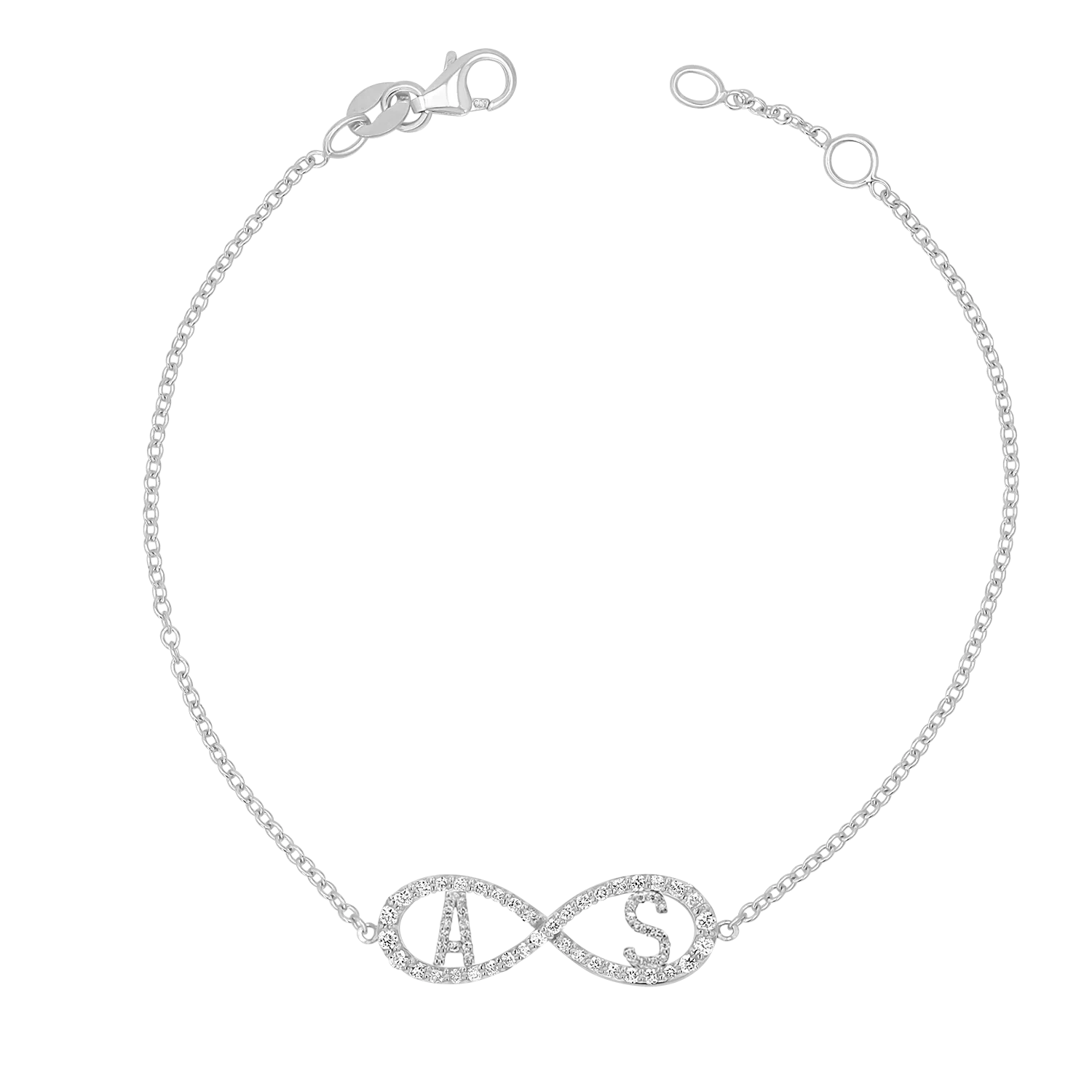 Diamond Infinity Letter Bracelet