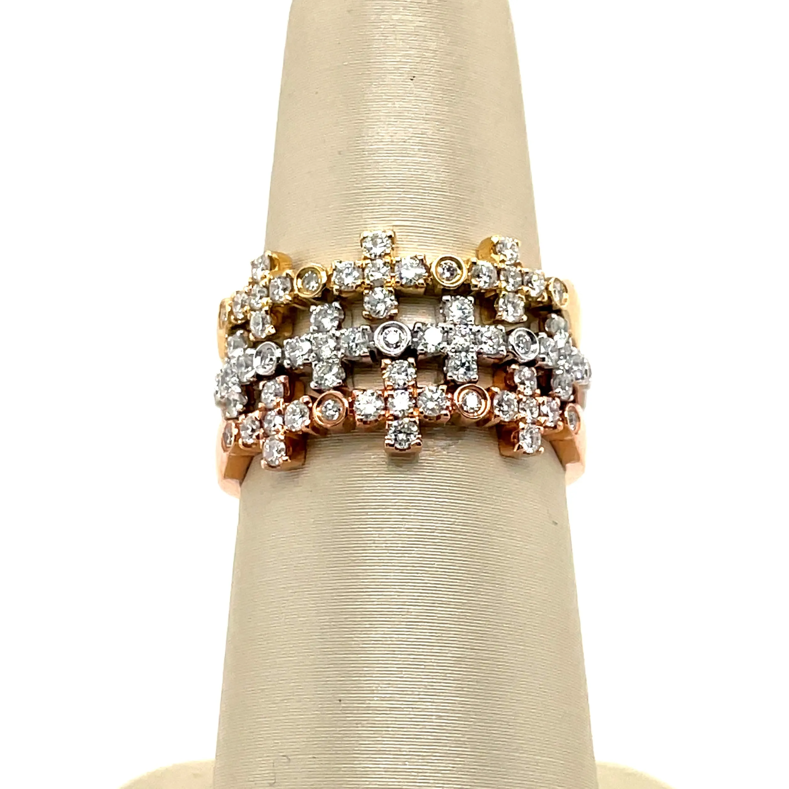 Diamond Triple Cross Ring