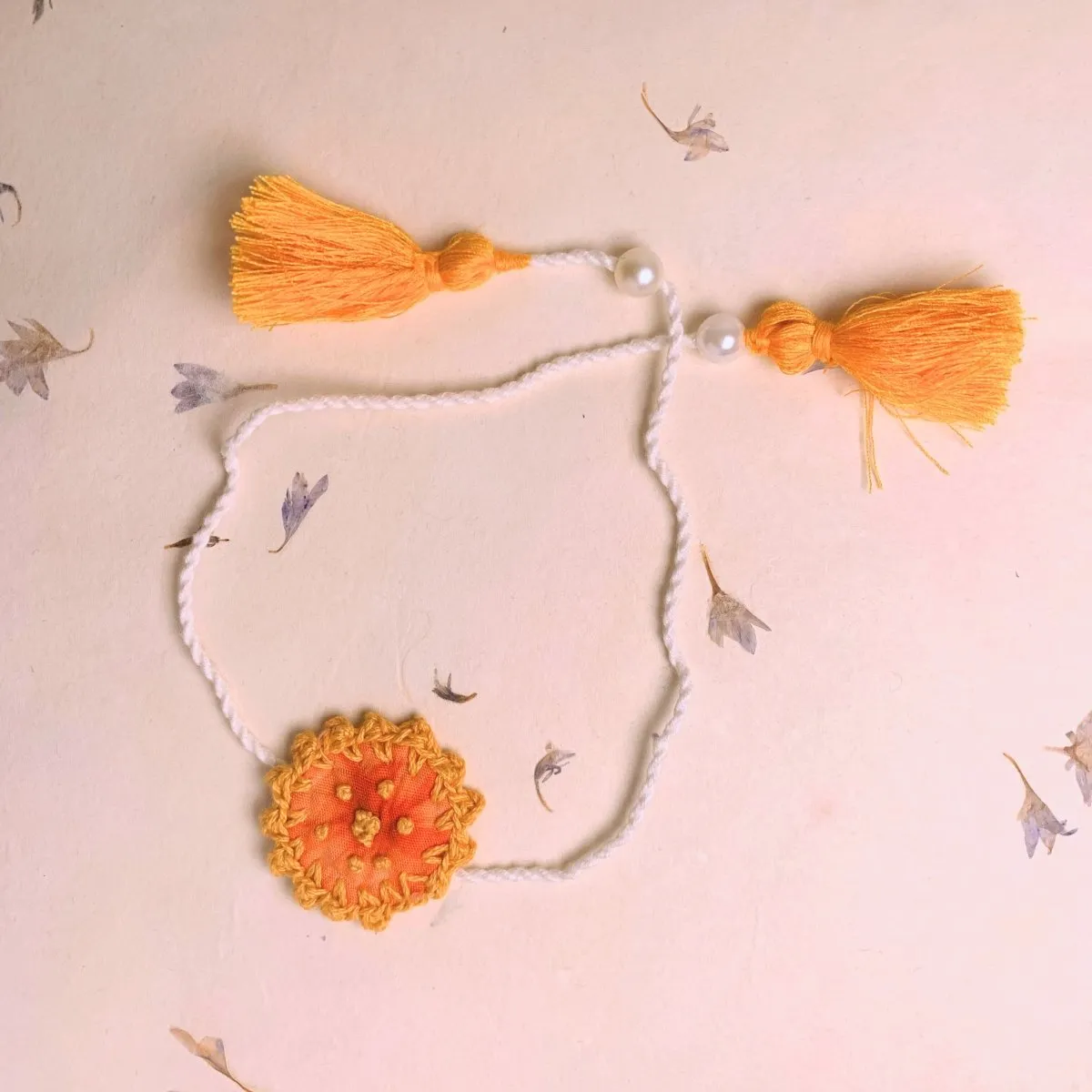 Dual Avtar Shibori Rakhi - Orange | Reusable Rakhi