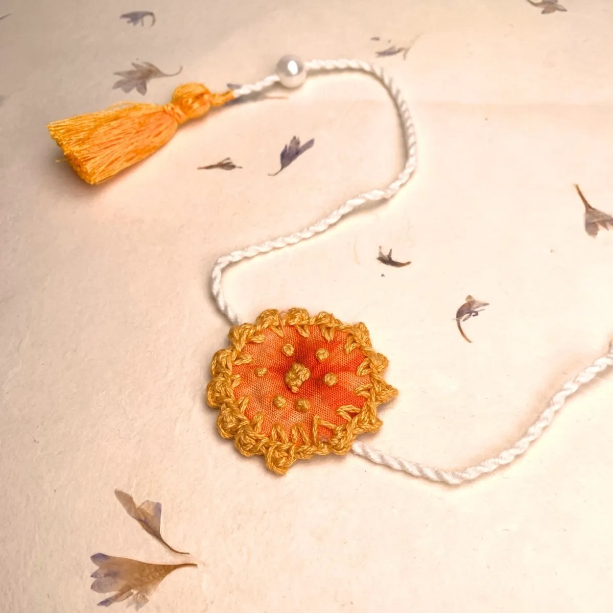 Dual Avtar Shibori Rakhi - Orange | Reusable Rakhi