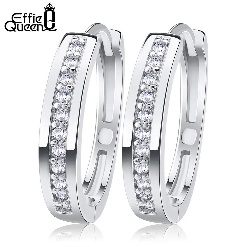 Effie Queen Cute Romantic Style Earrings Jewelry Gold -color Paved with AAA Cubic Zircon Stud Earrings for Women DDE34