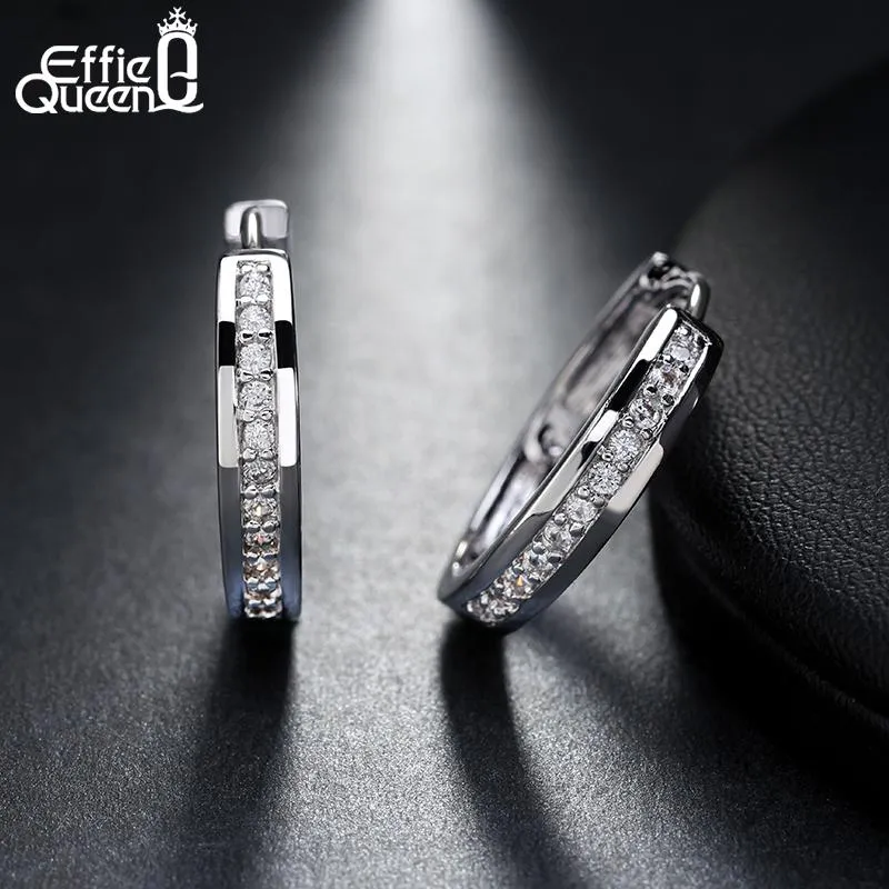 Effie Queen Cute Romantic Style Earrings Jewelry Gold -color Paved with AAA Cubic Zircon Stud Earrings for Women DDE34