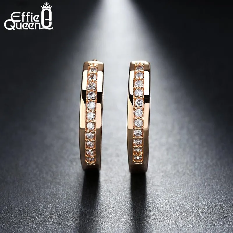Effie Queen Cute Romantic Style Earrings Jewelry Gold -color Paved with AAA Cubic Zircon Stud Earrings for Women DDE34