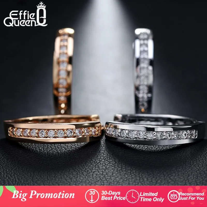 Effie Queen Cute Romantic Style Earrings Jewelry Gold -color Paved with AAA Cubic Zircon Stud Earrings for Women DDE34