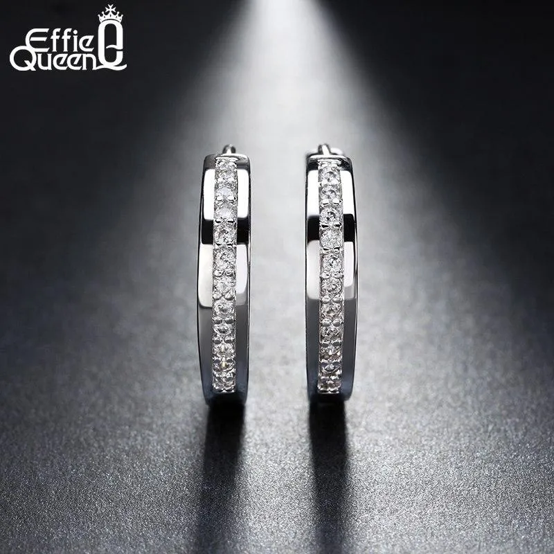 Effie Queen Cute Romantic Style Earrings Jewelry Gold -color Paved with AAA Cubic Zircon Stud Earrings for Women DDE34