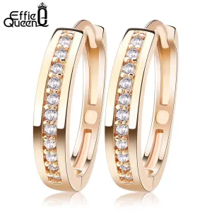 Effie Queen Cute Romantic Style Earrings Jewelry Gold -color Paved with AAA Cubic Zircon Stud Earrings for Women DDE34