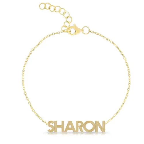 Fluted Finish Name Bracelet