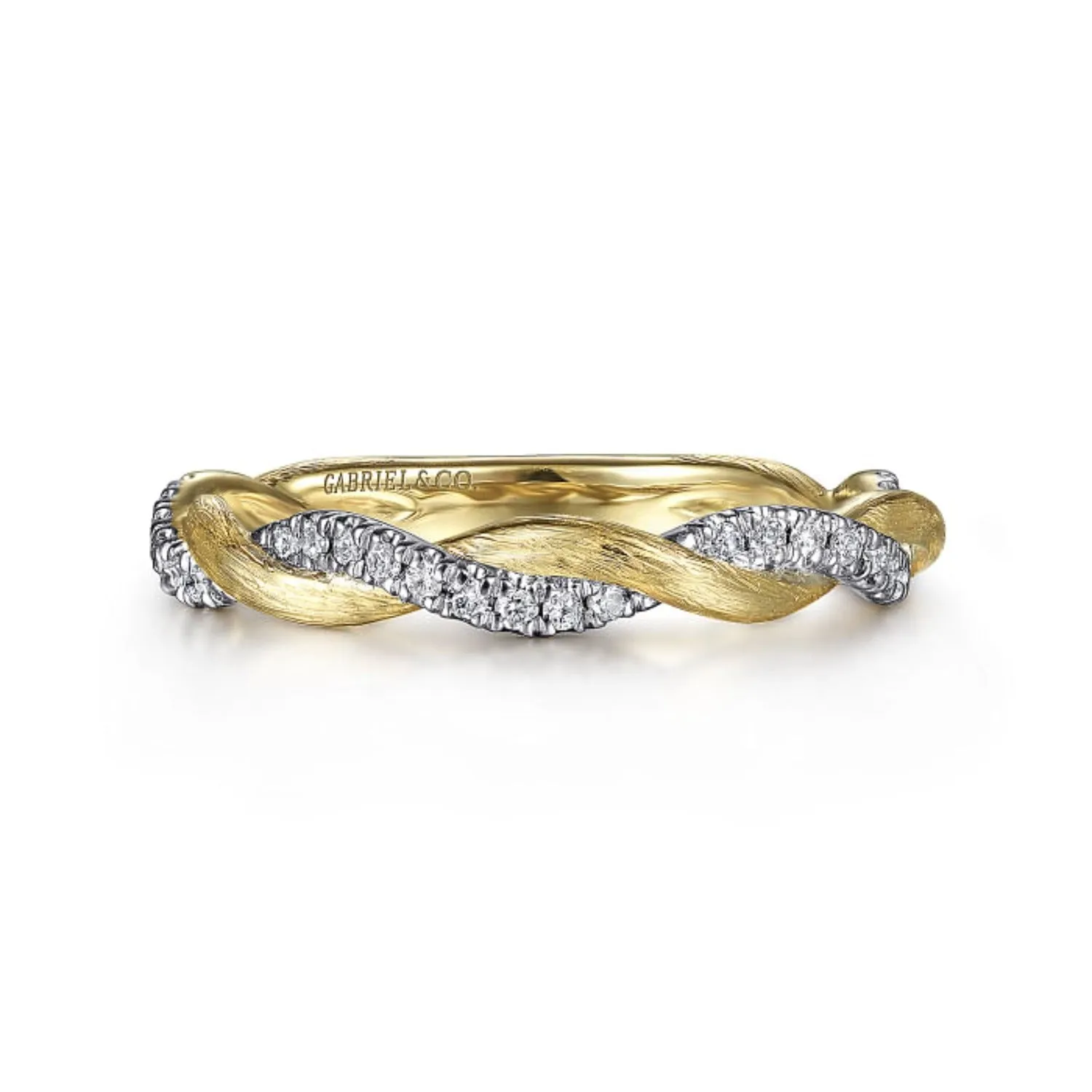 Gabriel & Co. Twist Satin Finish Diamond Stackable Band