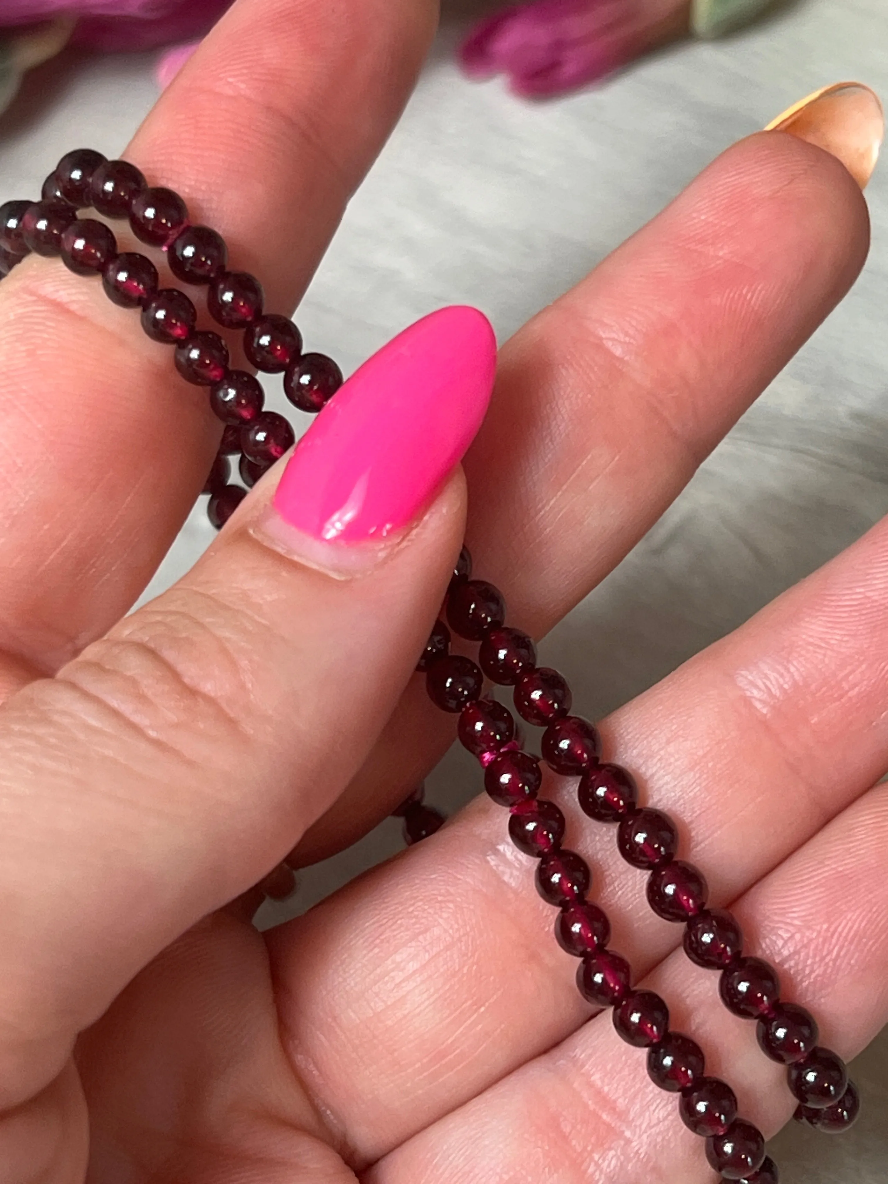 Garnet Bead Bracelet 4mm - AA Grade