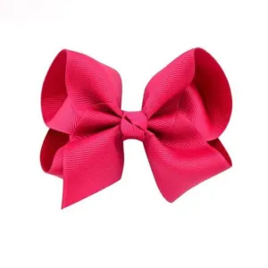 Girl's Ribbon Bow Clip - Cerise Pink