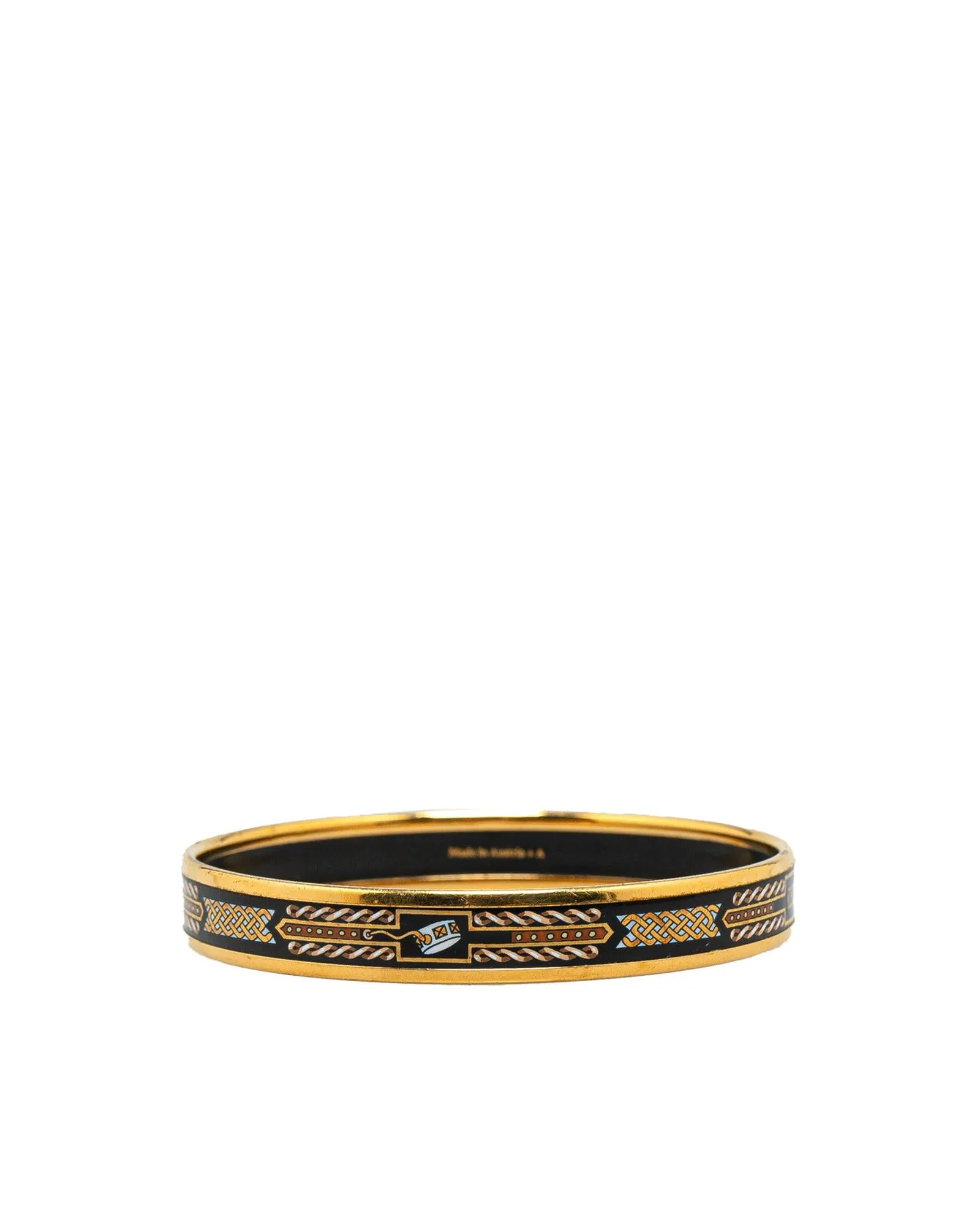 Gold-Plated Enamel Print Bangle