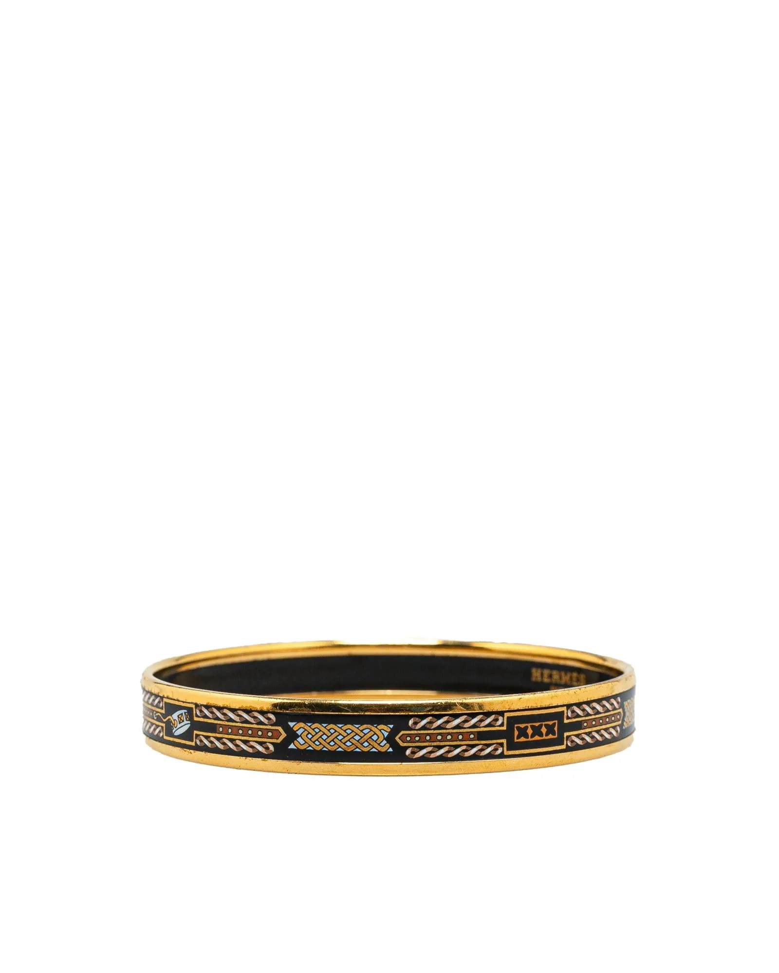 Gold-Plated Enamel Print Bangle