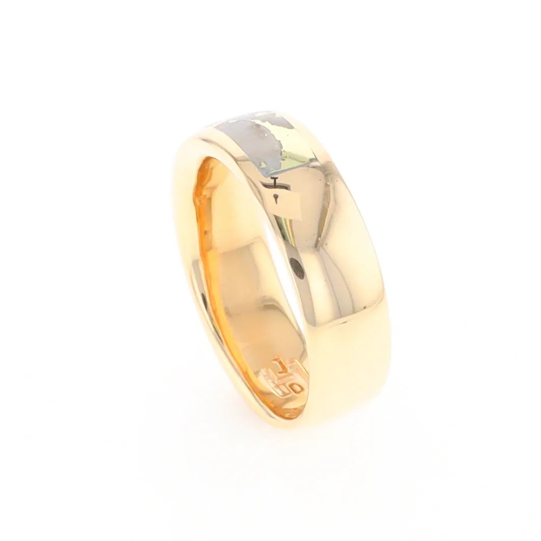 Gold Quartz Ring 3 Section Rectangle Inlaid Band